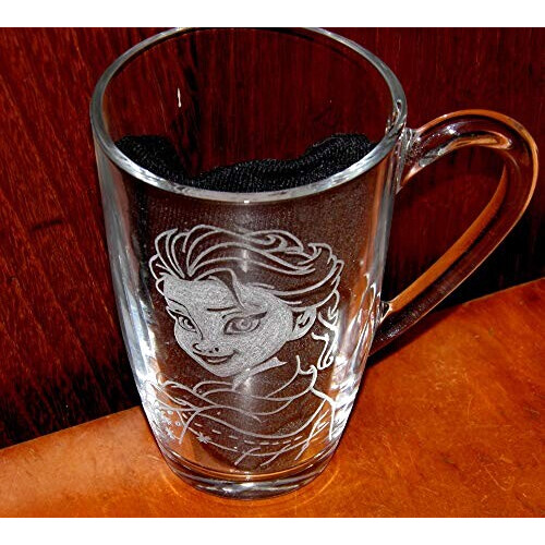 Mug La reine des neiges gravure blanc sur verre transparent personnalisable variant 2 