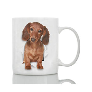 Mug Teckel - Chien - blanc céramique 3D 440 ml