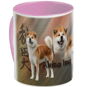 Mug Akita Inu - Chien - rose personnalisé