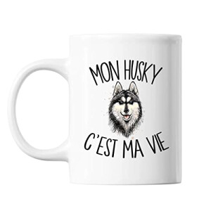 Mug Husky - Chien - noir céramique