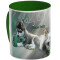 Mug Husky - Chien - vert-forêt personnalisé - miniature