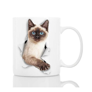 Mug Chat blanc céramique 3D 330 ml