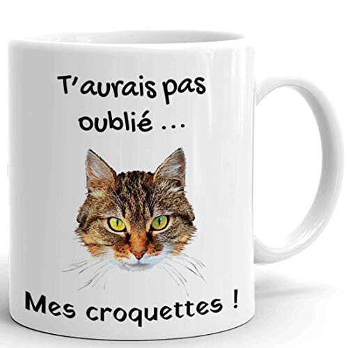 Mug Chat croquettes céramique personnalisé 320 ml