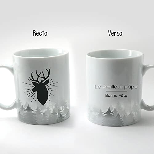 Mug Cerf céramique personnalisé 25 cl variant 2 