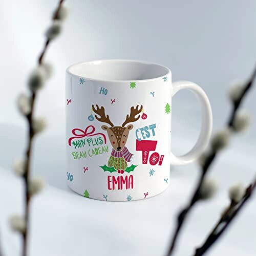 Mug Cerf du noël céramique personnalisé variant 3 