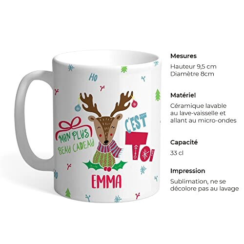 Mug Cerf du noël céramique personnalisé variant 4 