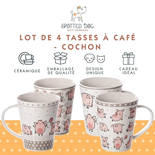 Mug Cochon rose céramique porcelaine coffret cadeau 370 ml variant 0 