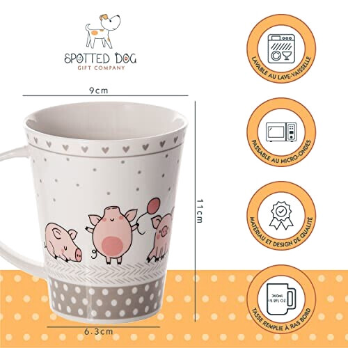 Mug Cochon rose céramique porcelaine coffret cadeau 370 ml variant 1 