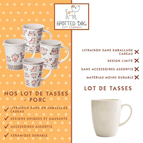 Mug Cochon rose céramique porcelaine coffret cadeau 370 ml variant 4 