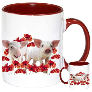 Mug Cochon rouge,rose 325 ml