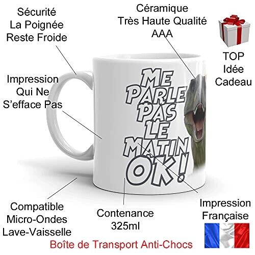 Mug T-rex - Dinosaure - blanc variant 1 