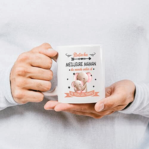 Mug Éléphant rose céramique personnalisé 325 ml variant 1 