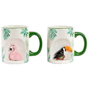 Mug Flamant rose rose céramique 3D relief