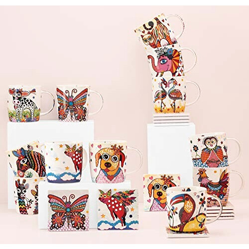 Mug Flamant rose rose couleuré porcelaine 370 ml variant 2 