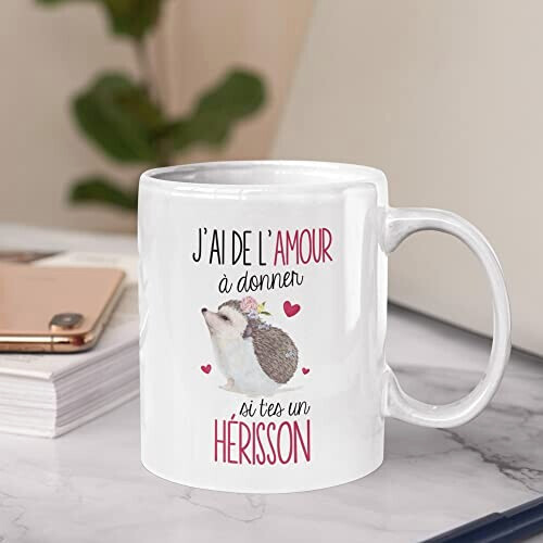 Mug Hérisson blanc céramique variant 2 
