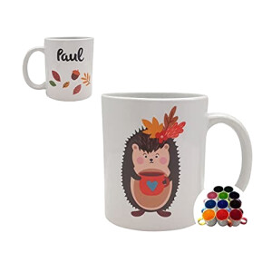 Mug Hérisson blanc céramique personnalisé 330 ml