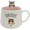 Mug Hibou gris,blanc céramique 3D - miniature