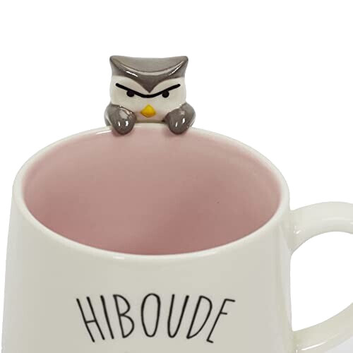 Mug Hibou gris,blanc céramique 3D variant 2 