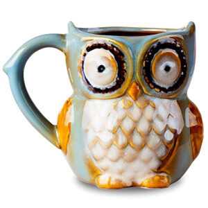 Mug Hibou cyan céramique 355 ml