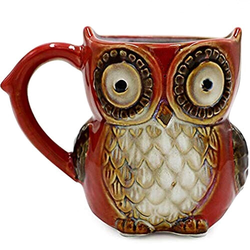 Mug Hibou rouge céramique