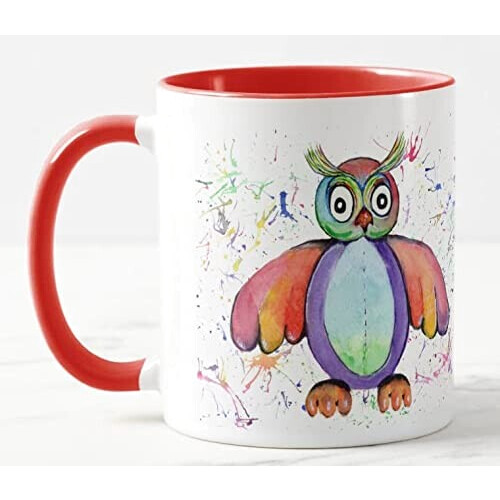 Mug Hibou rouge céramique 325 ml