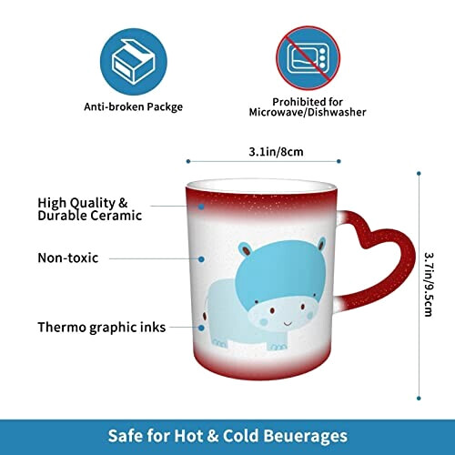 Mug Hippopotame rouge céramique variant 1 