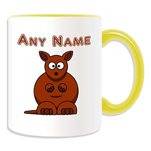 Mug Kangourou rouge,jaune céramique personnalisé