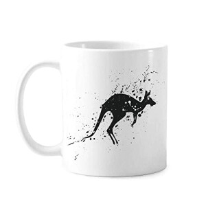 Mug Kangourou noir,blanc céramique porcelaine 350 ml