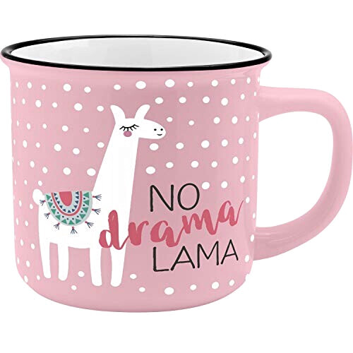 Mug Lama rose porcelaine 35 cl