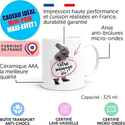 Mug Lapin céramique personnalisé 325 ml variant 2 