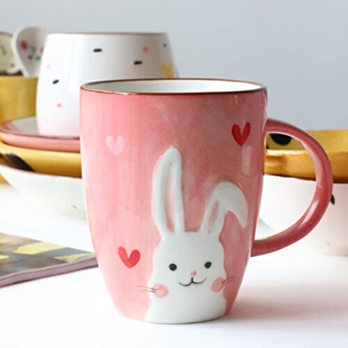 Mug Lapin verte,rose céramique plastique 380 ml variant 1 