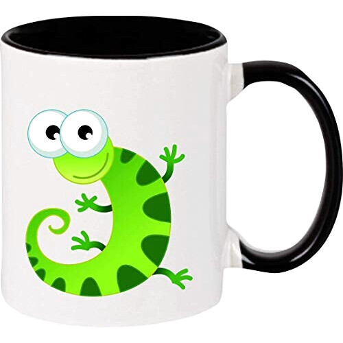 Mug Lézard noir céramique relief 375 ml