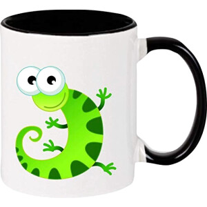 Mug Lézard noir céramique relief 375 ml