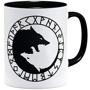 Mug Loup noir céramique logo 325 ml