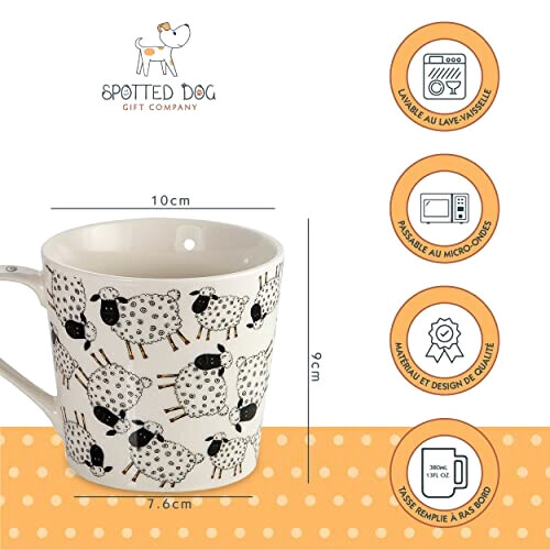 Mug Mouton blanc et noir céramique porcelaine 426 ml variant 1 