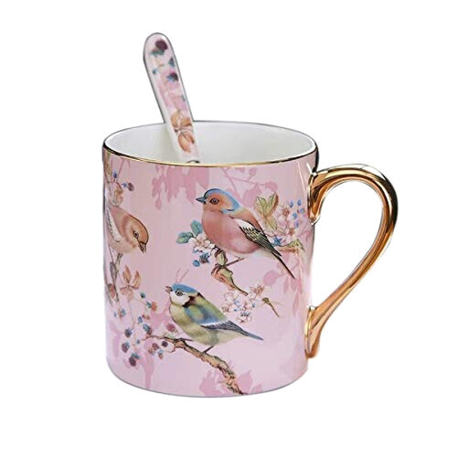 Mug Oiseau rose porcelaine