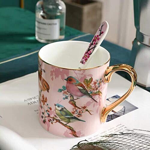 Mug Oiseau rose porcelaine variant 2 