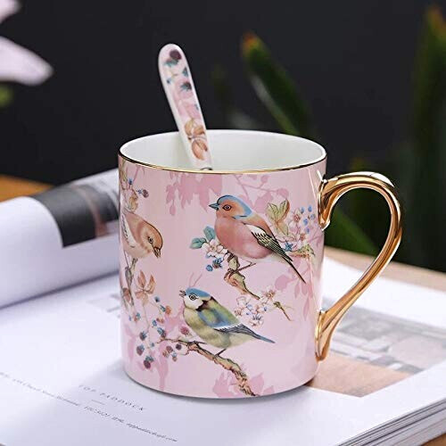 Mug Oiseau rose porcelaine variant 3 