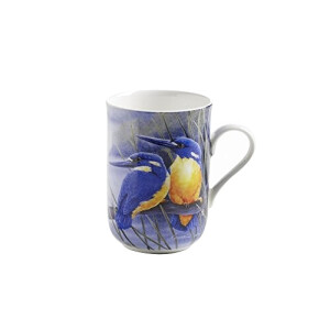 Mug Oiseau bleu,jaune porcelaine coffret cadeau 350 ml