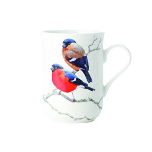 Mug Oiseau blanc/rouge porcelaine