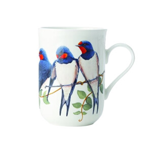 Mug Hirondelle - Oiseau - blanc/bleu porcelaine coffret cadeau