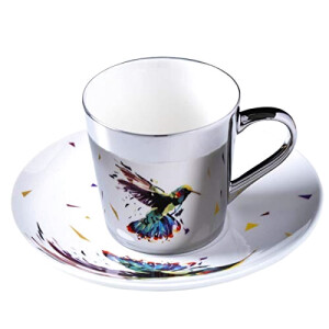 Mug Oiseau argent céramique porcelaine 250 ml