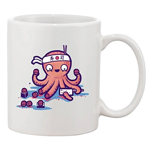 Mug Pieuvre blanc/multicolore. céramique 325 ml