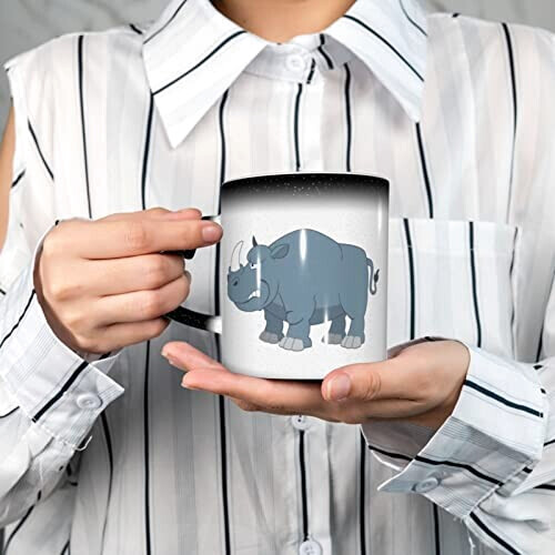Mug Rhinocéros bleue,rouge,noire,blanc céramique personnalisé variant 6 