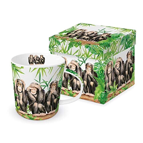 Mug Singe blanc. coffret cadeau