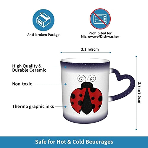 Mug Coccinelle rouge,noire,blanc céramique personnalisé variant 1 
