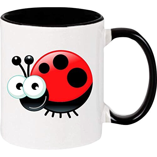 Mug Coccinelle noir céramique relief 375 ml