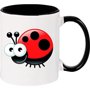Mug Coccinelle noir céramique relief 375 ml