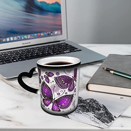 Mug Papillon violettes céramique personnalisé 325 ml variant 2 