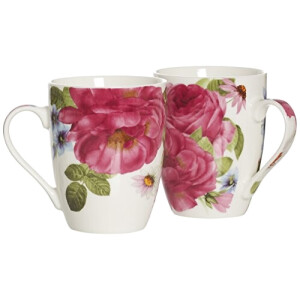 Mug Rose - Fleur -  bonbon porcelaine 312 ml